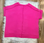 Women’s Zenana Hot Pink Ribbed Top