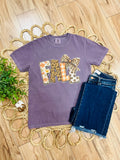 Women’s Comfort Colors Purple Fall Bow Mixed Print Graphic Tee