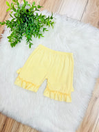 Girl’s Yellow Shorts with Ruffle Trim