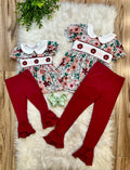 Girl’s Burgundy Floral Print Set