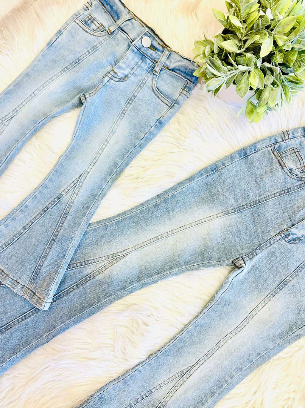 Girls Light Wash Flare Jeans