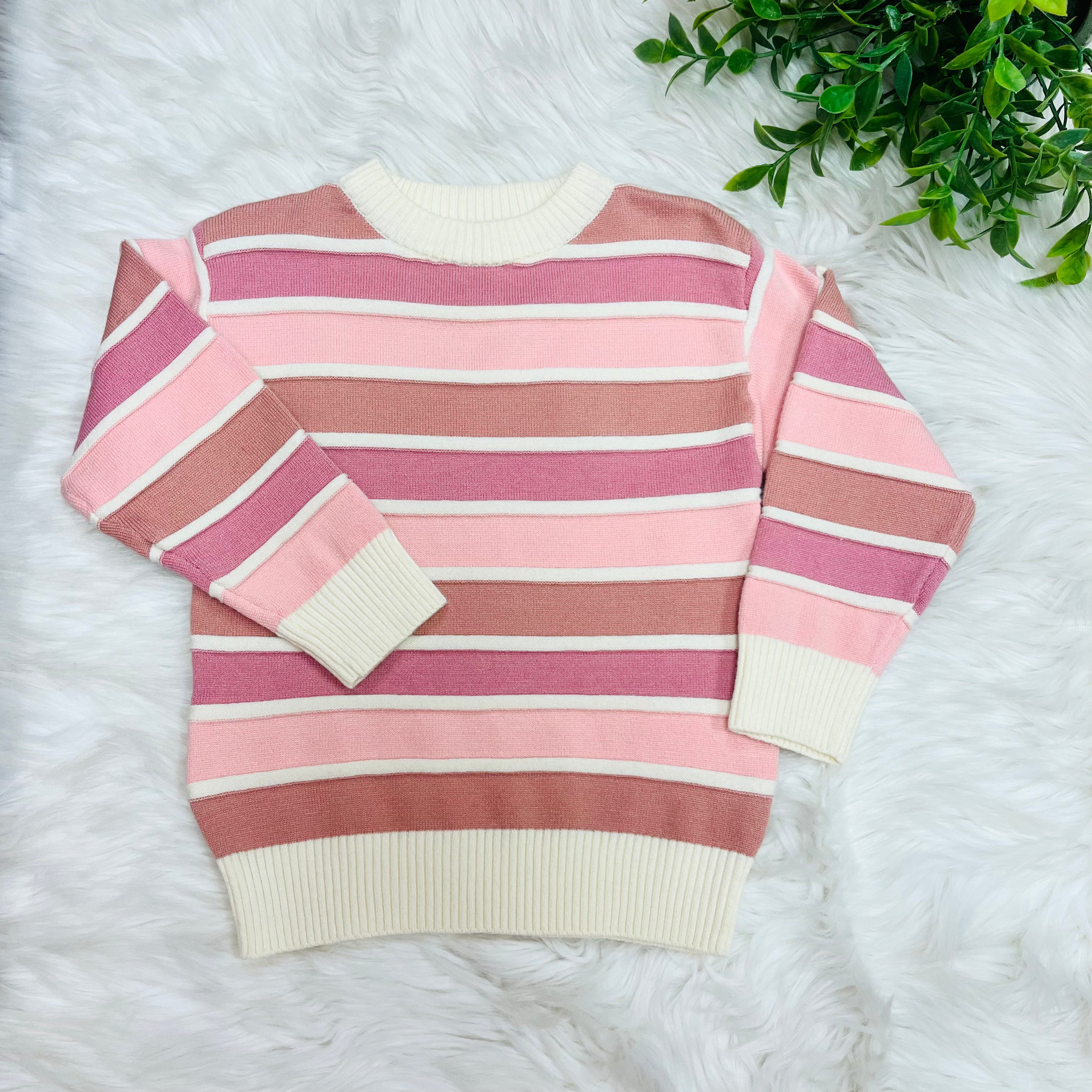 Girl’s Mauve Pink Stripe Sweater