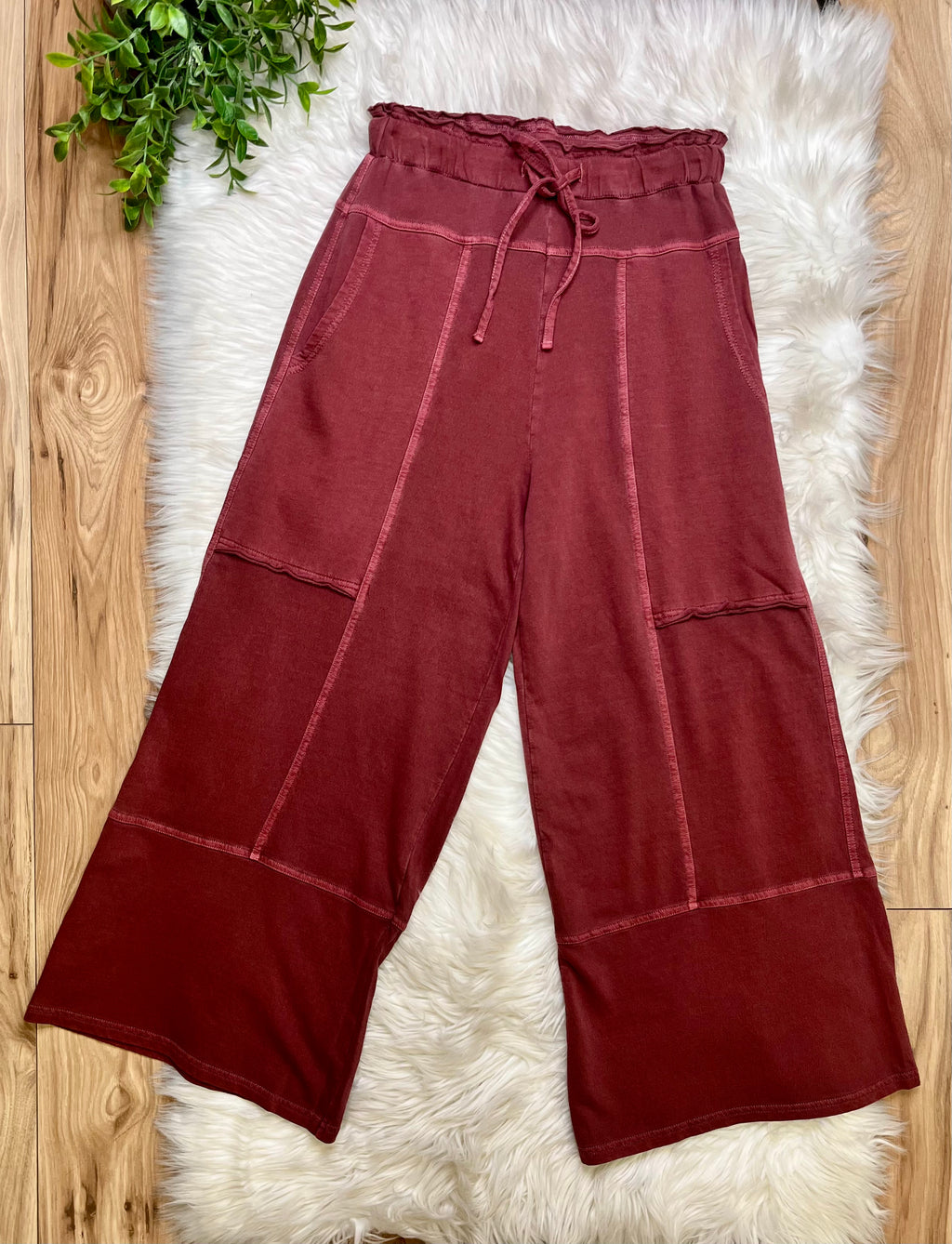 Women’s Zenana Exposed Seam Rust Drawstring Pants- True to Size