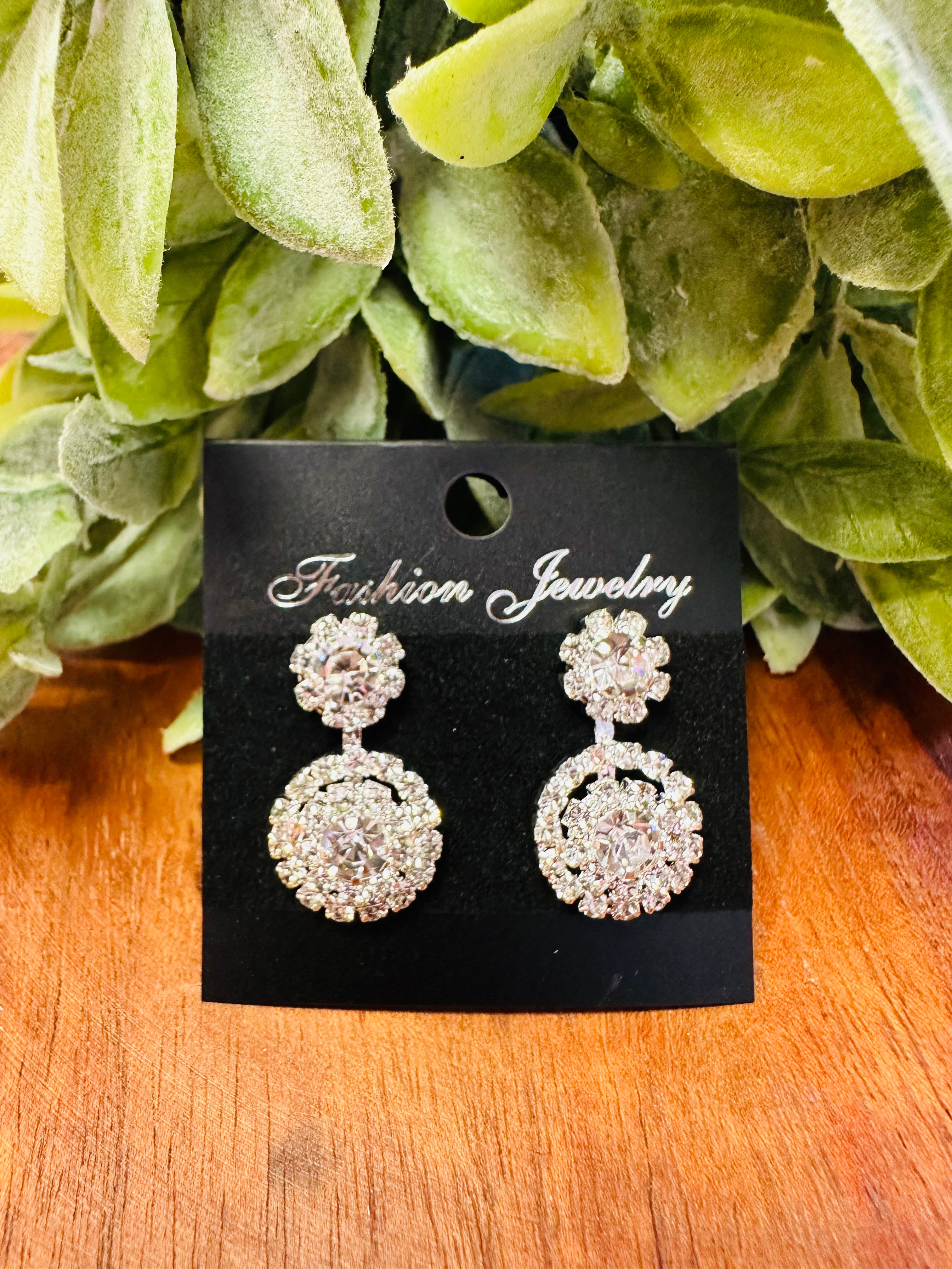Silver Diamond Drop Earrings