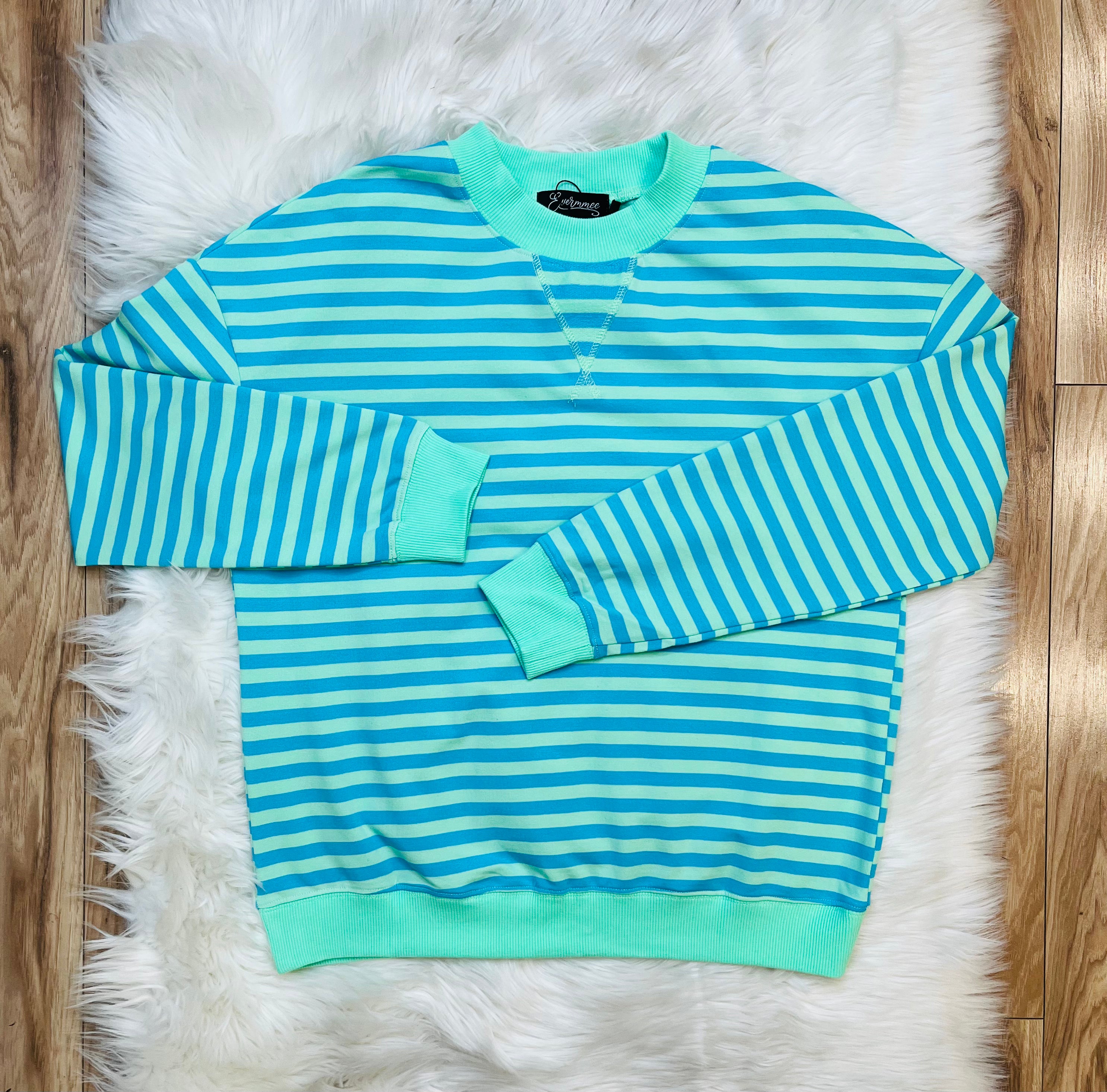 Women’s Evermmee Blue and Green Striped Set