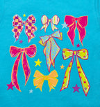Girl’s Teal with Pink and Yellow Bows Tee