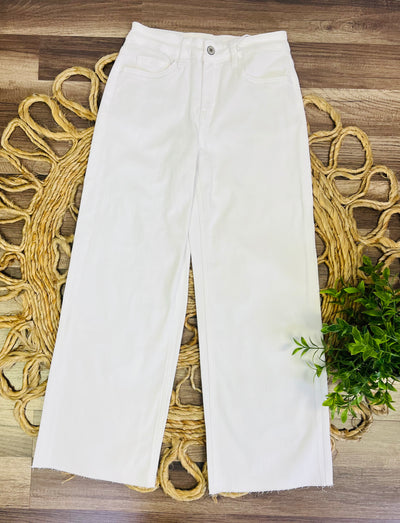 Vervet Optic White High Rise Wide Leg Crop Jeans 5894