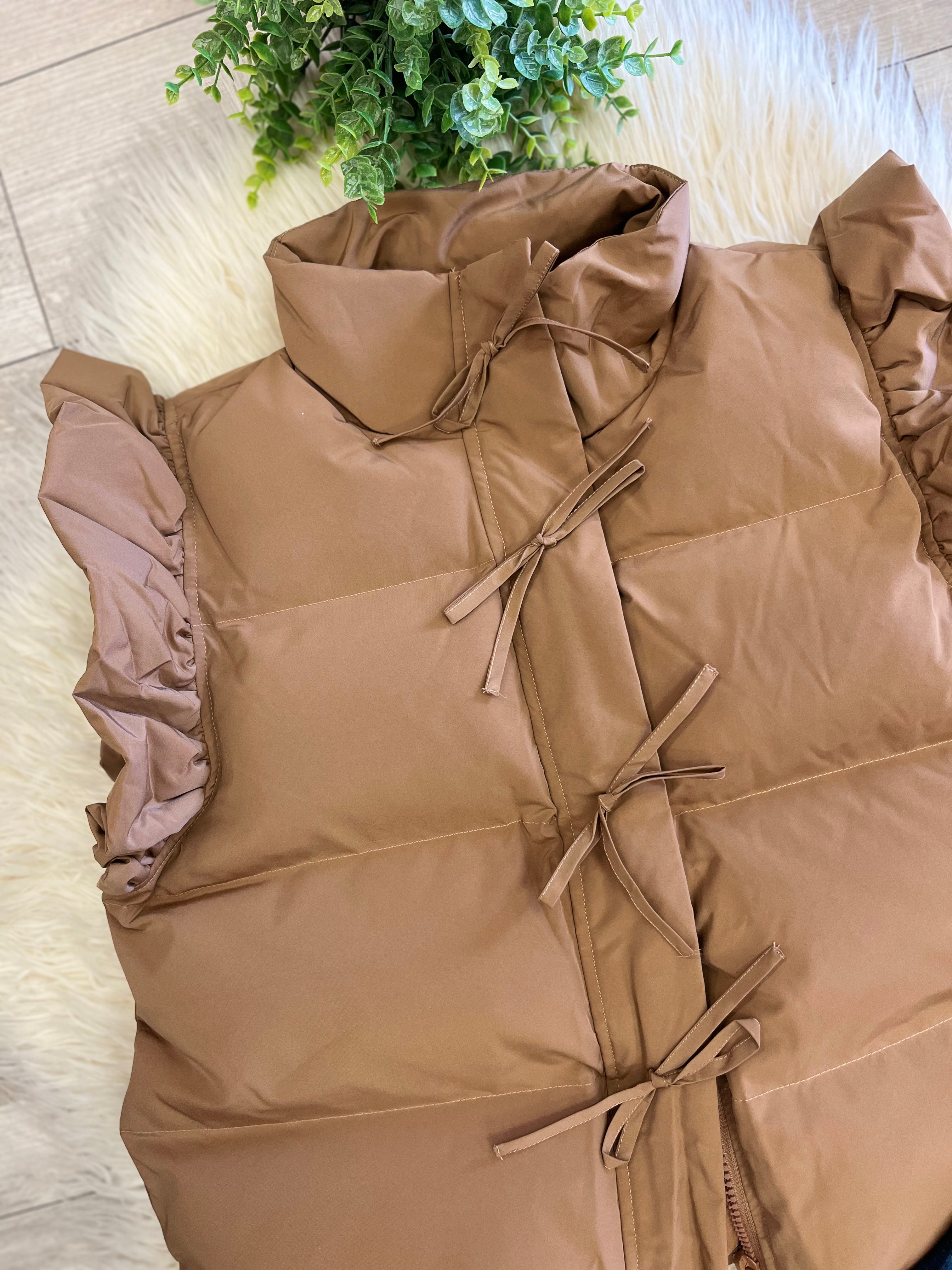 Women’s Jodifl Brown Bow Puff Vest top - True to size
