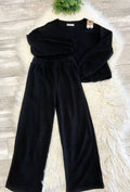 Women’s Zenana Black Long Sleeve Two Piece Set - True to size