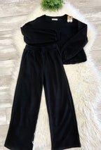Women’s Zenana Black Long Sleeve Two Piece Set - True to size