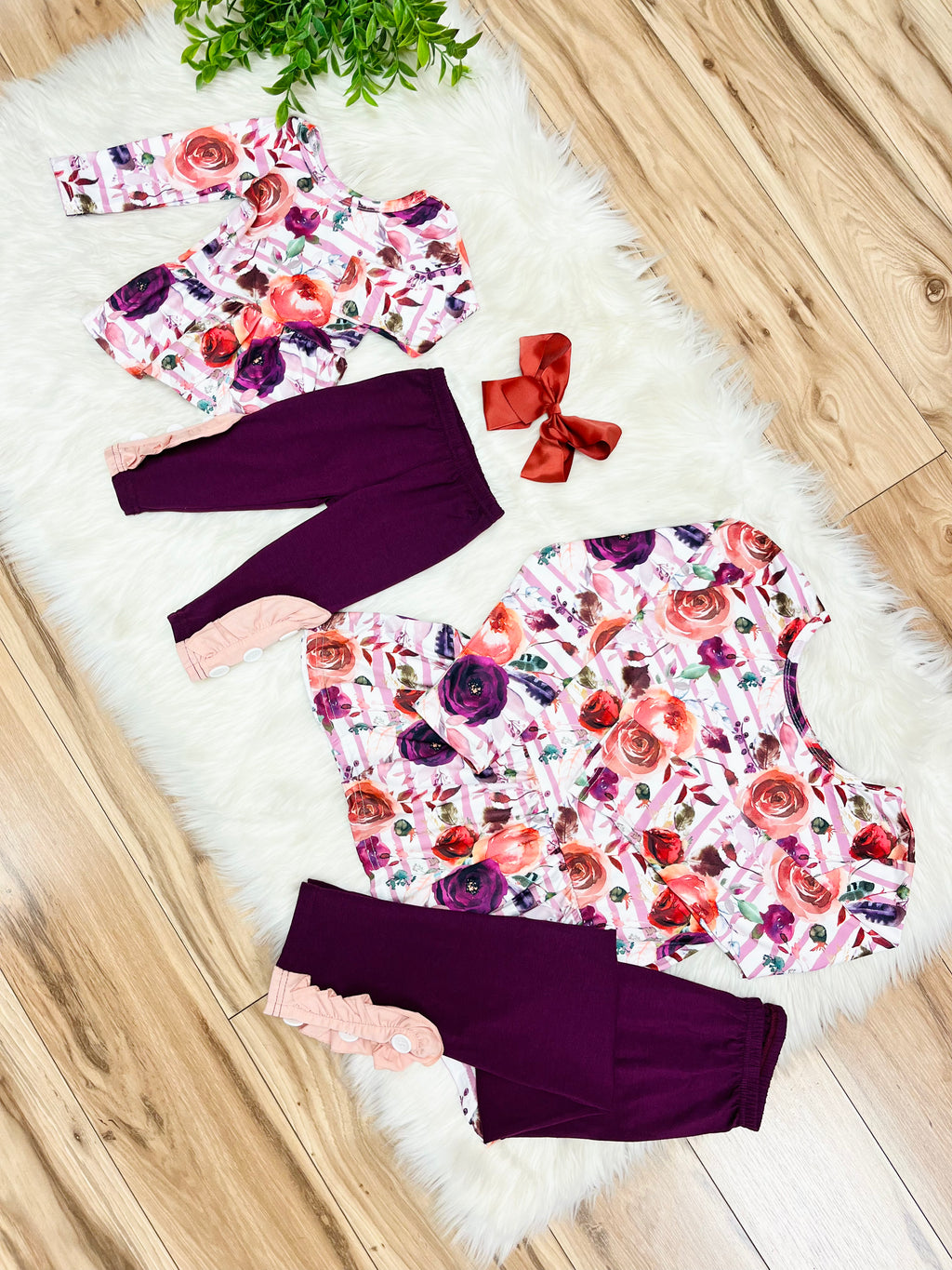Girl’s Purple Fall Floral Outfit