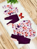 Girl’s Purple Fall Floral Outfit