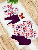 Girl’s Purple Fall Floral Outfit
