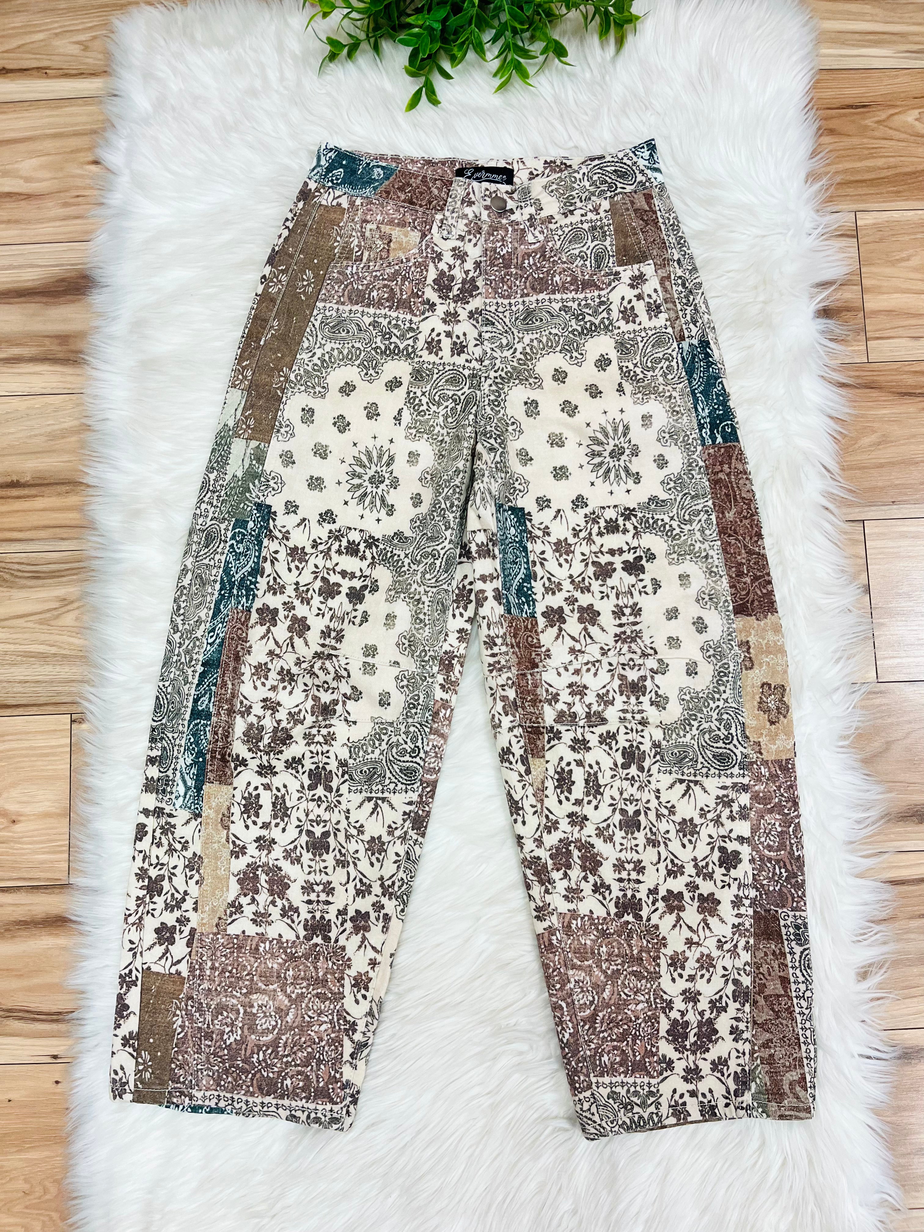 Women’s Evermmee Mixed Print Barrel Jeans