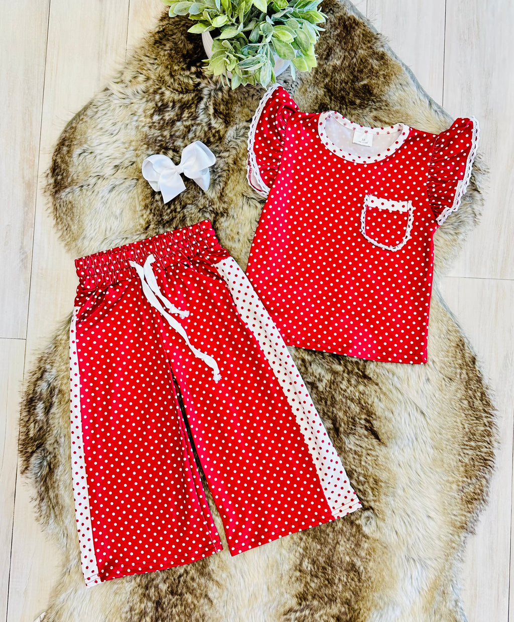 Girls Red & White Polka Dot Outfit