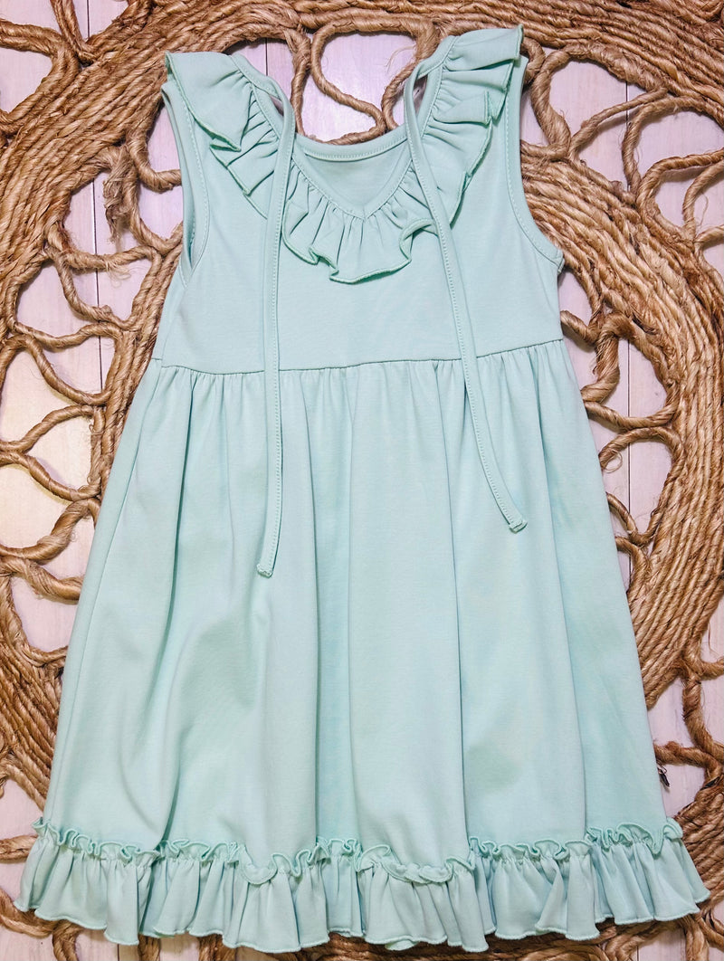 Girls Millie Jay Green Ruffled Dress