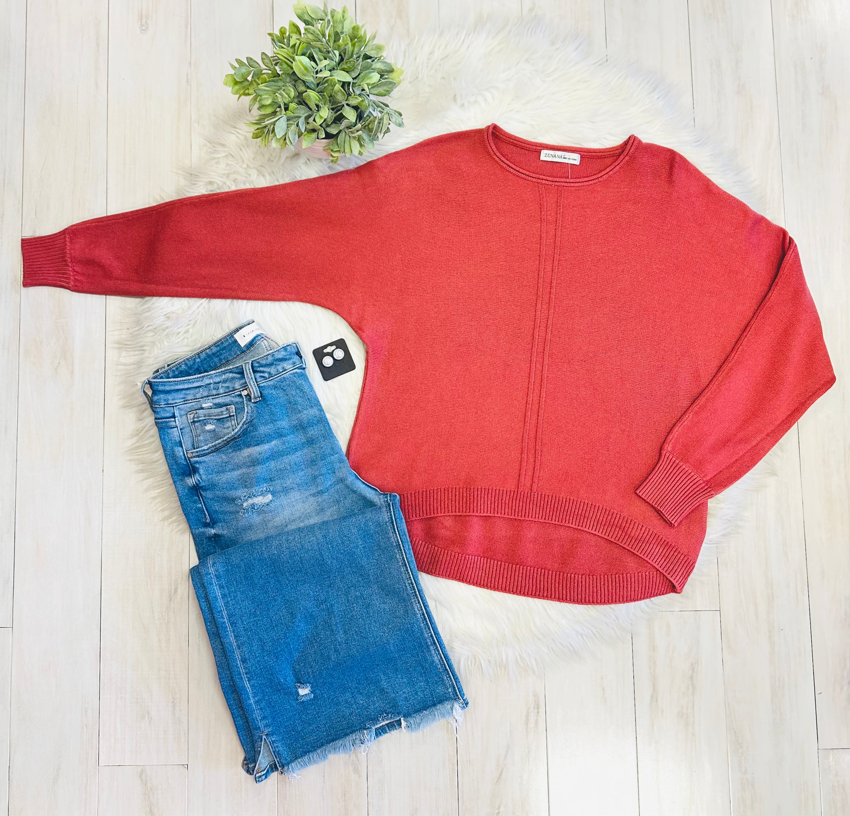 Women’s Terracotta Crewneck Knit Sweater