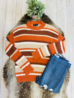 Women’s Orange & Brown Striped Sweater Top- True to Size