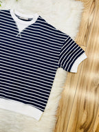 Women’s Zenana Navy Striped Top