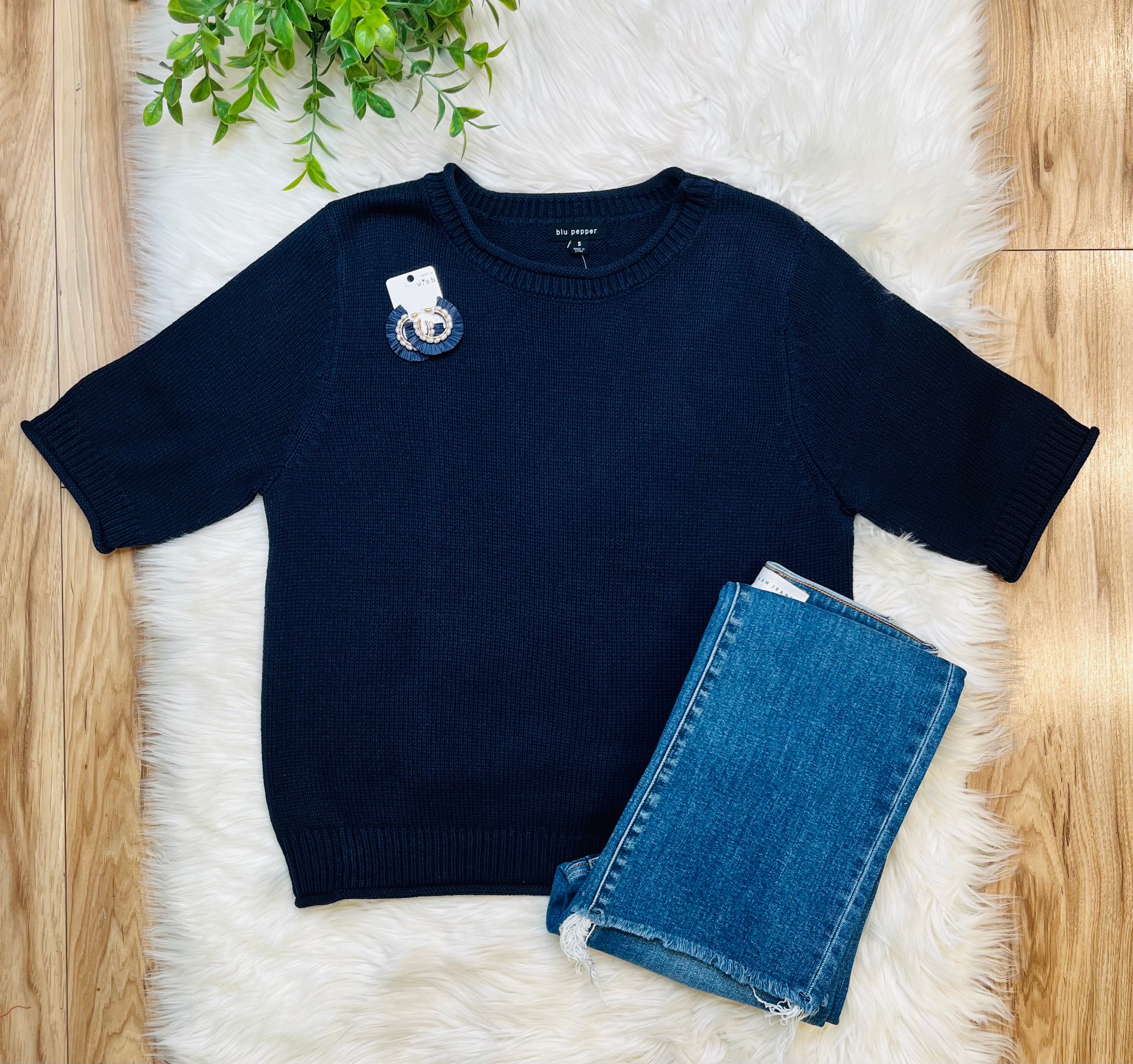Women’s Blu Pepper Navy Sweater Knit Top