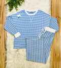 Women’s Zenana Cornflower Blue Striped Ribbed Pant Set