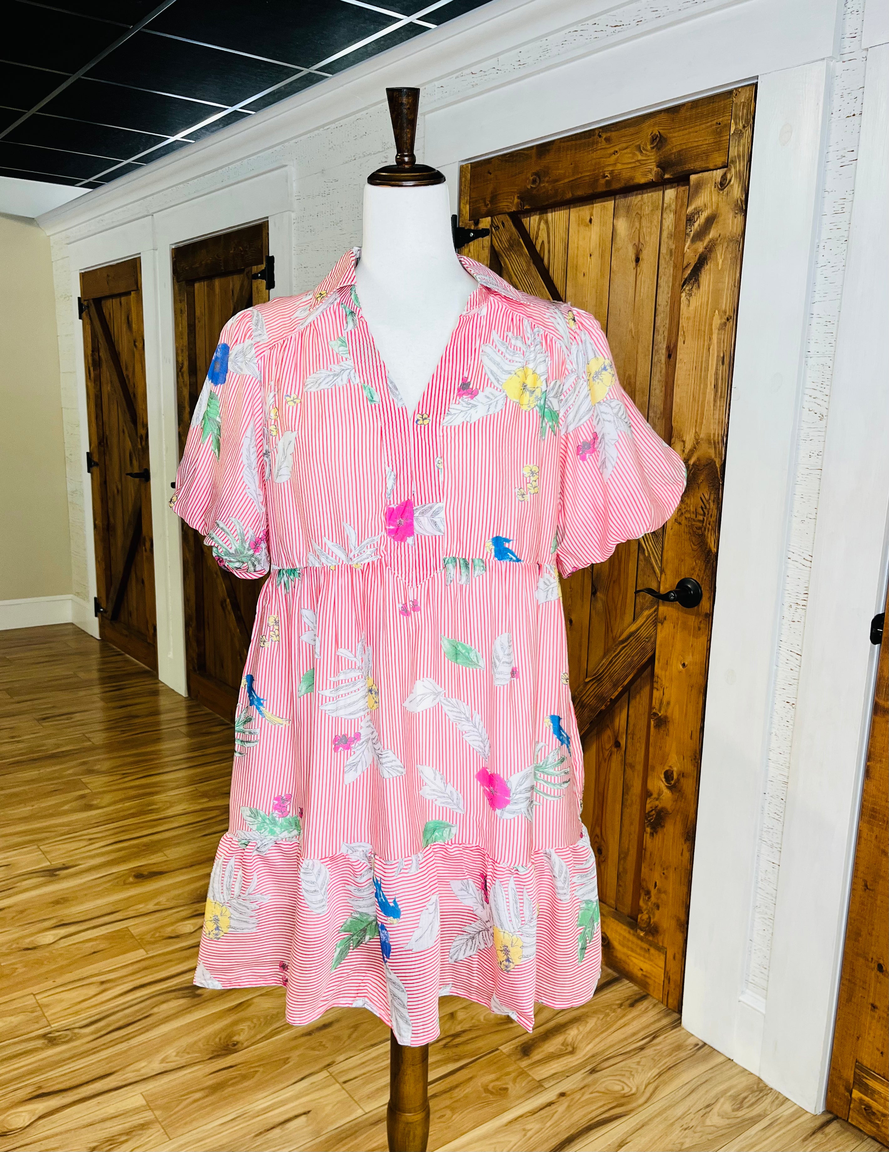 Women’s Umgee Red Stripe Pattern Dress