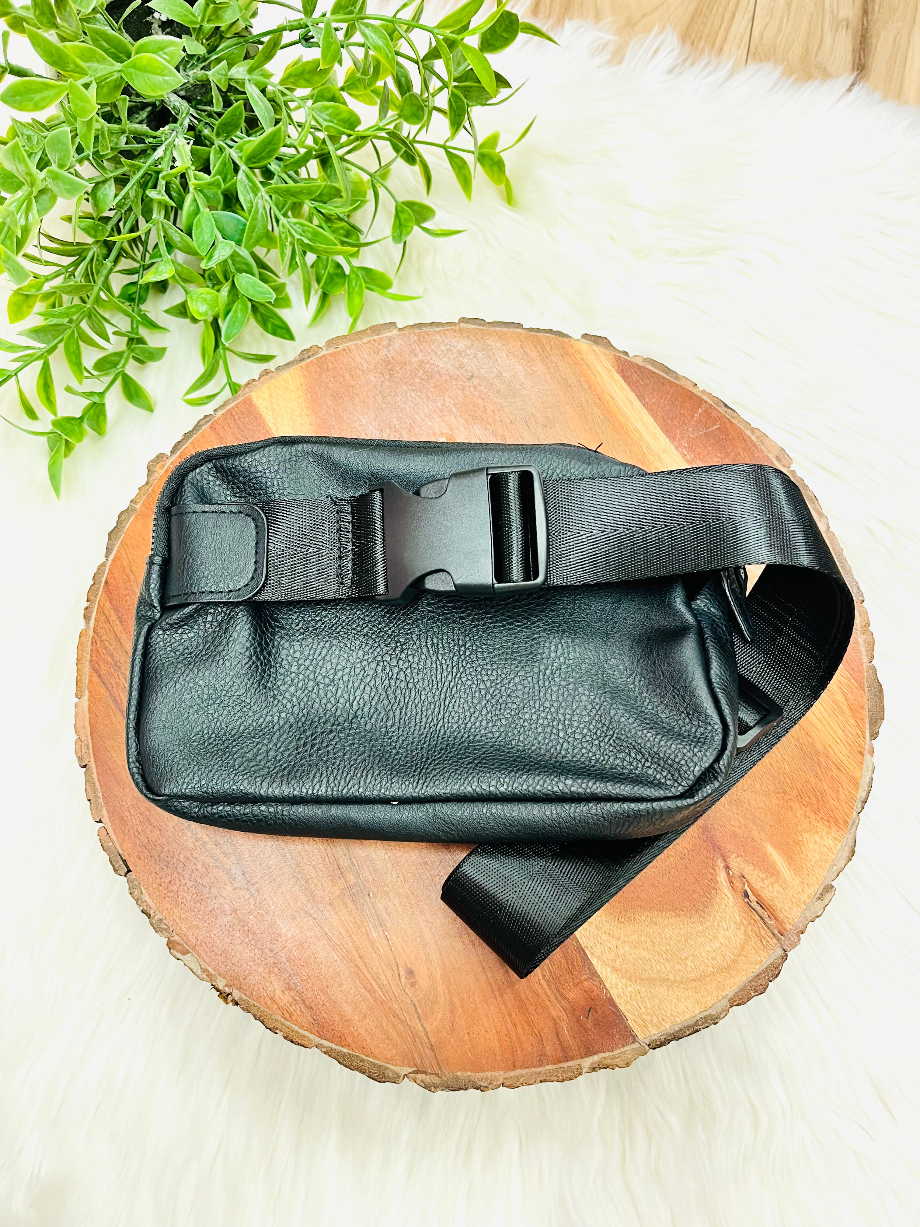 Black Double Zipper Belt Bag