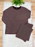 Women’s Evermmee Burgundy Stripe Pant Set- Loose Fit