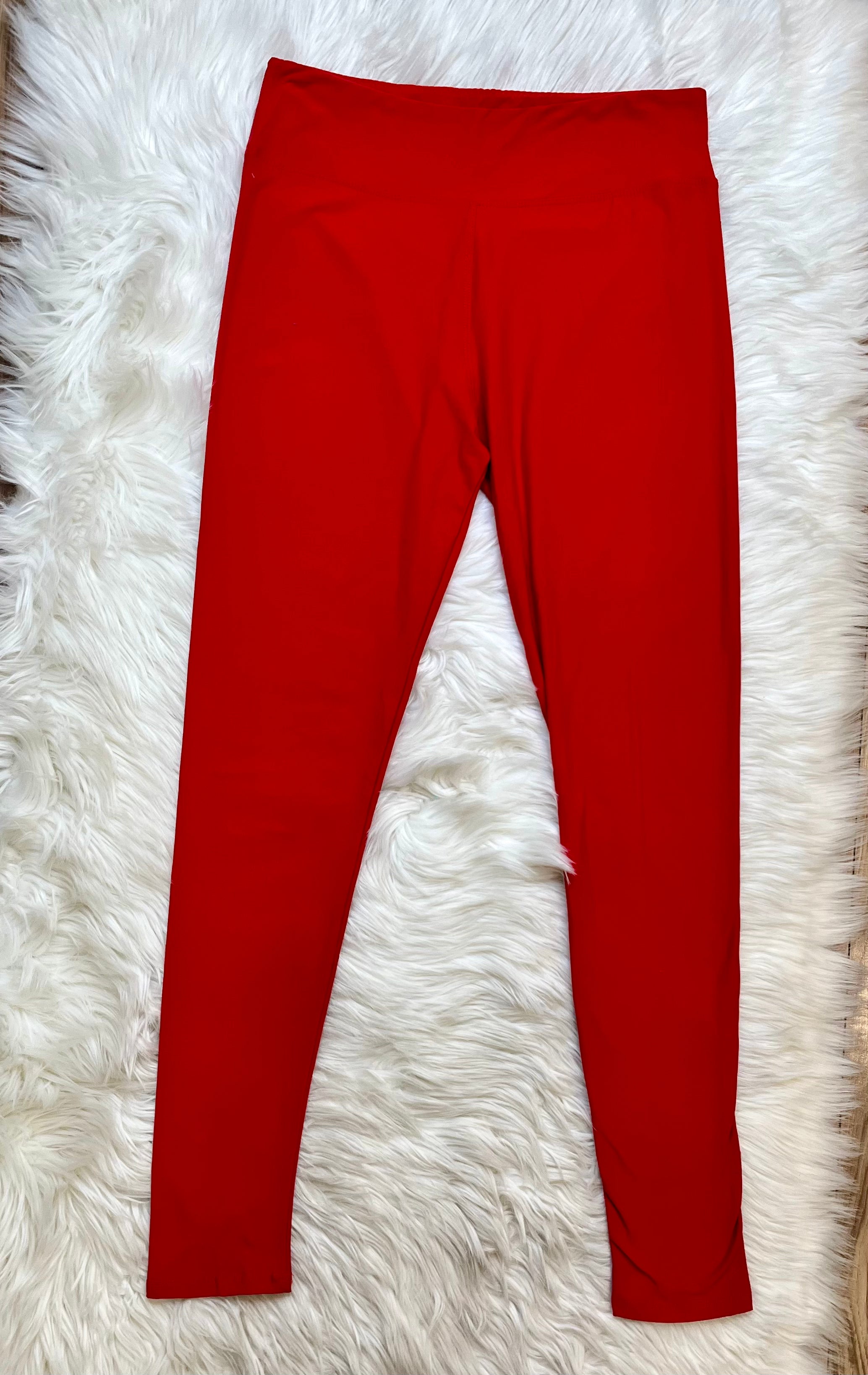 Women’s Ultra Soft Pull on Leggings in Red Full Length