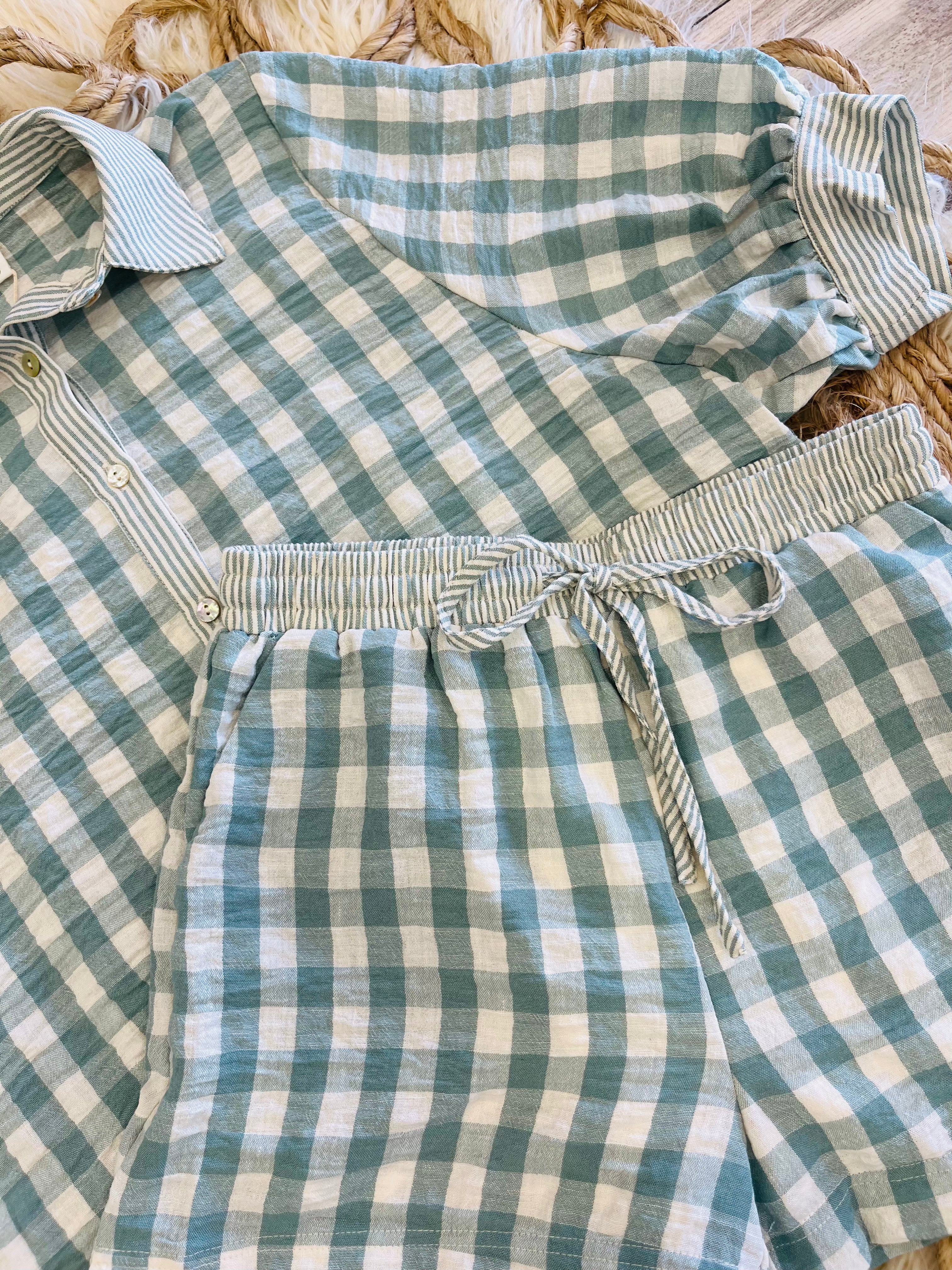 Women’s Very J Sage Gingham Short Set