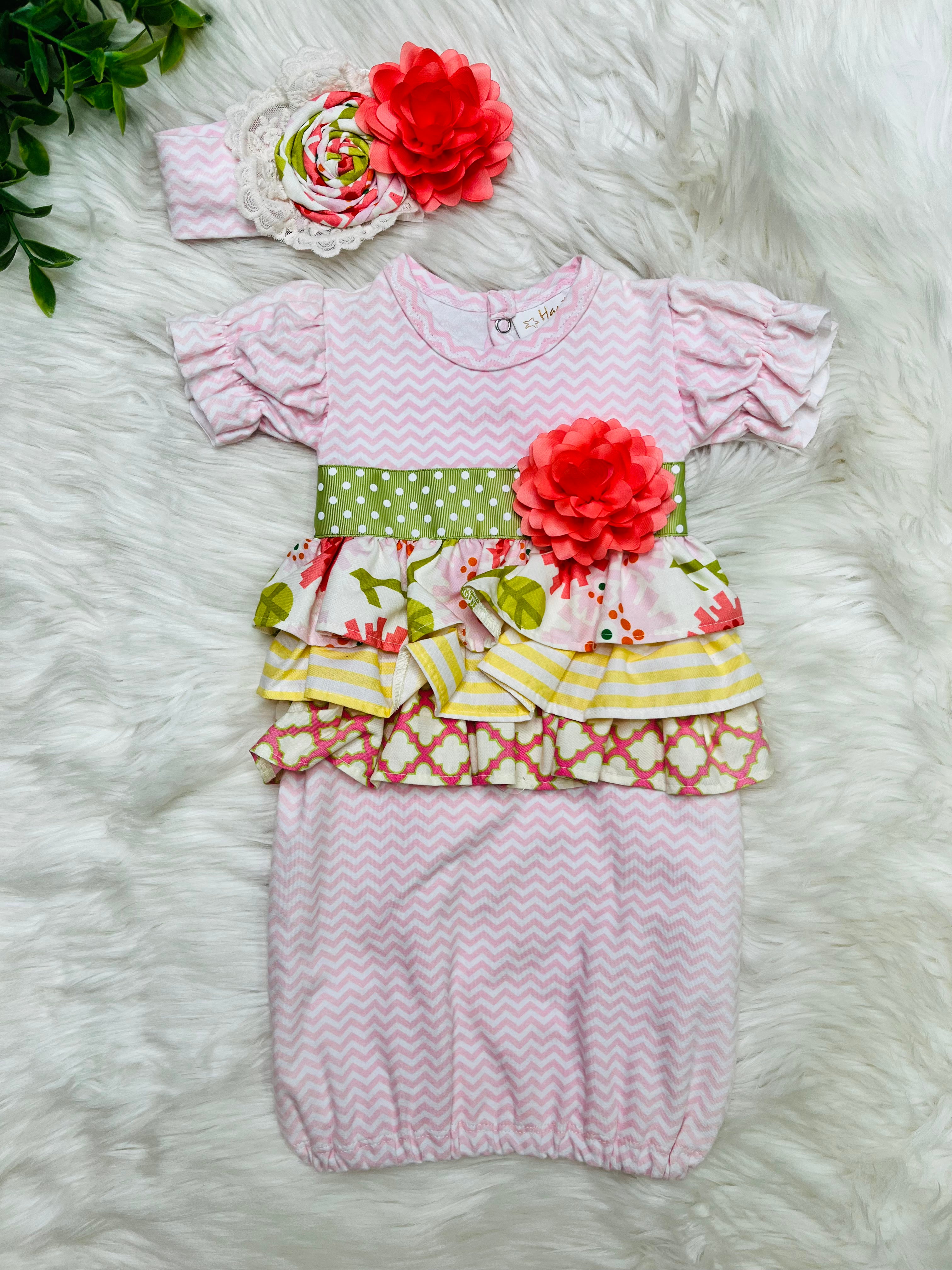 Girls Haute Baby Mae Garden Outfit and Headband Set
