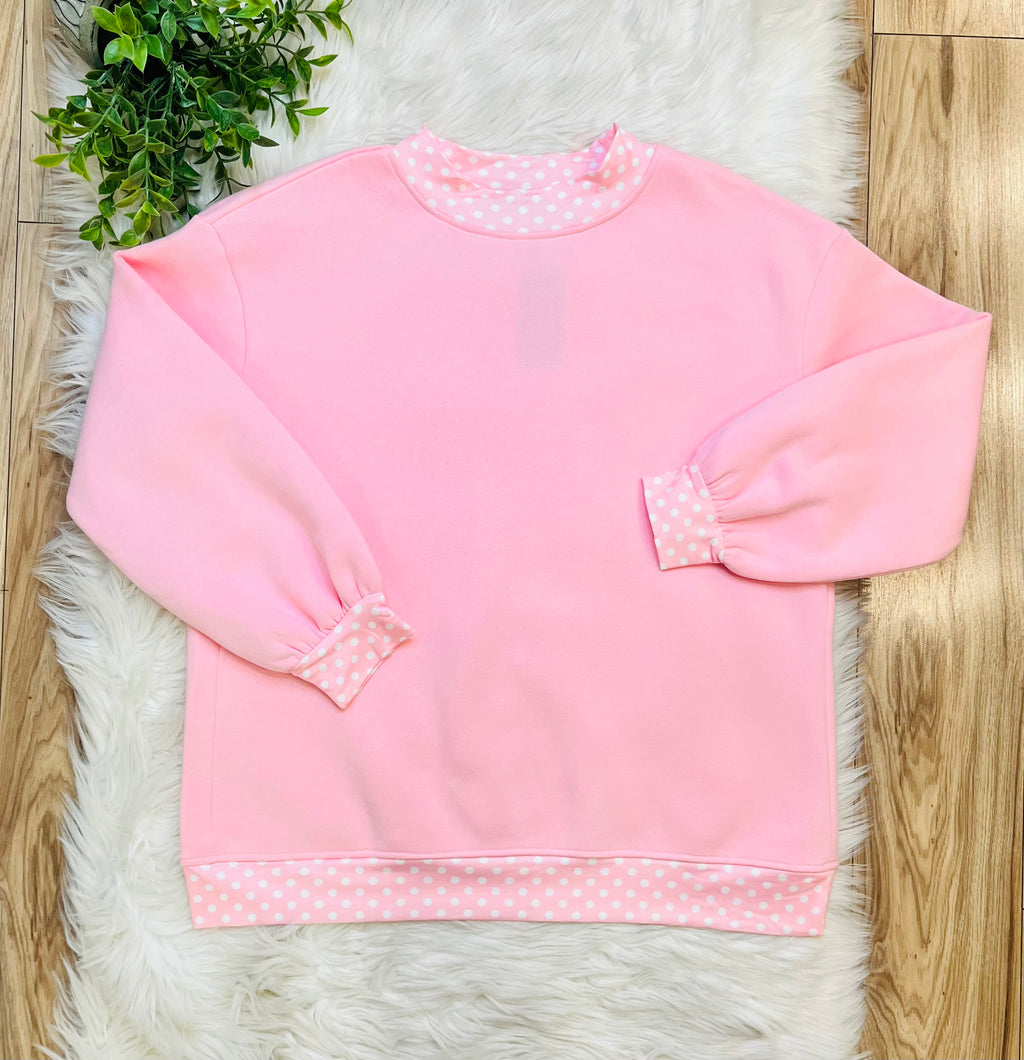 Women’s Evermmee Pink Polka Dot Trim Top- True to size