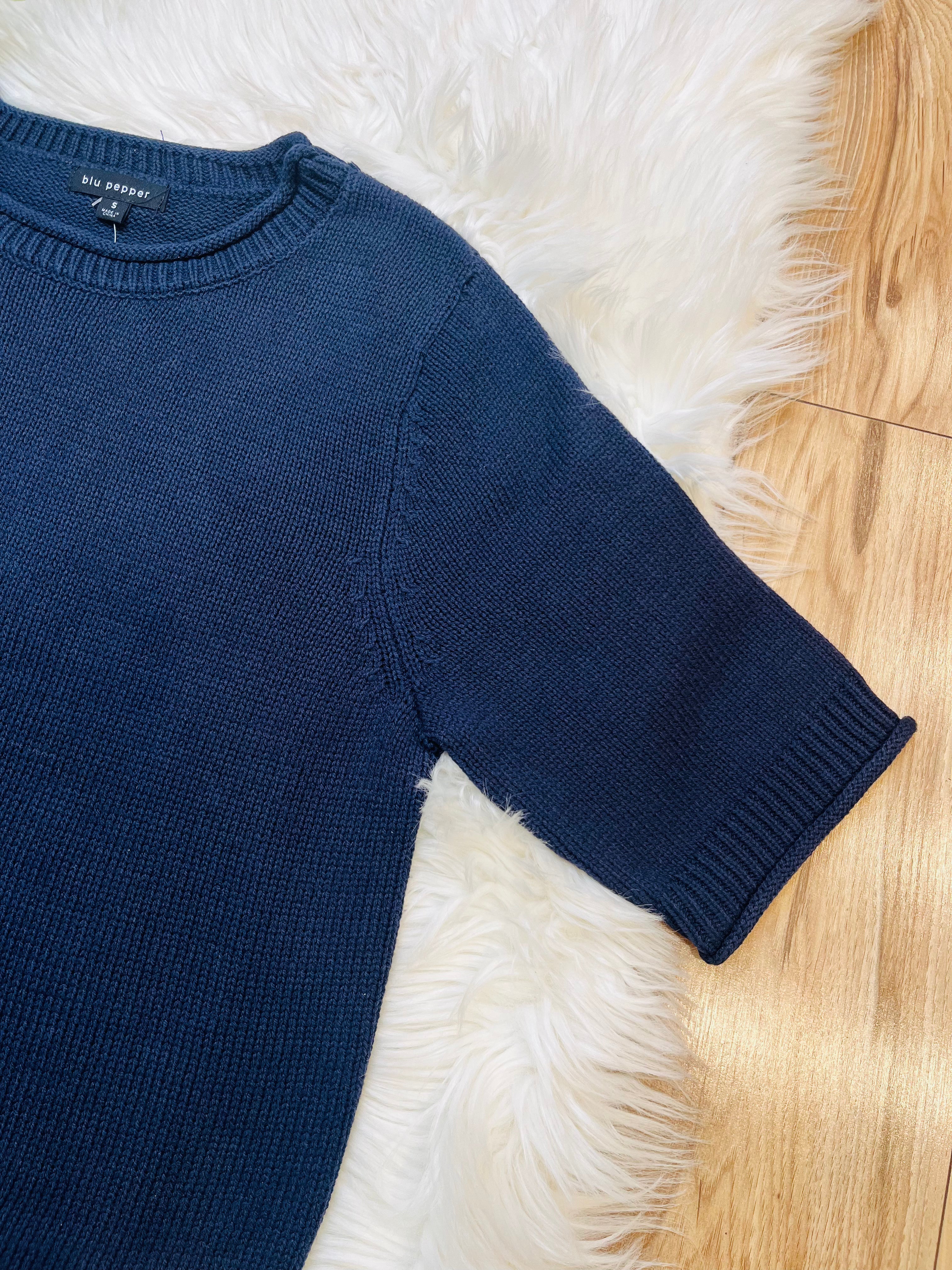 Women’s Blu Pepper Navy Sweater Knit Top