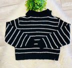 Women’s Zenana Striped Black Button Sweater Top - true to size