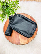 Black Double Zipper Belt Bag