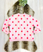 Women’s Pink Mock-neck Polkadot Crewneck