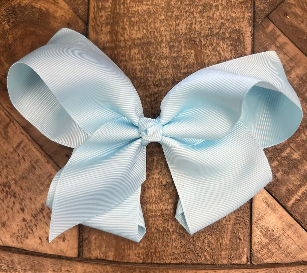 Hair Bow 6” Alligator Clip Baby Blue