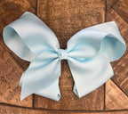 Hair Bow 6” Alligator Clip Baby Blue