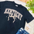 Women’s Black Kentucky Cheetah Print Bow Graphic Tee