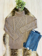 Women’s Evermmee Tan Turtle Neck Sweater Top- True to Size