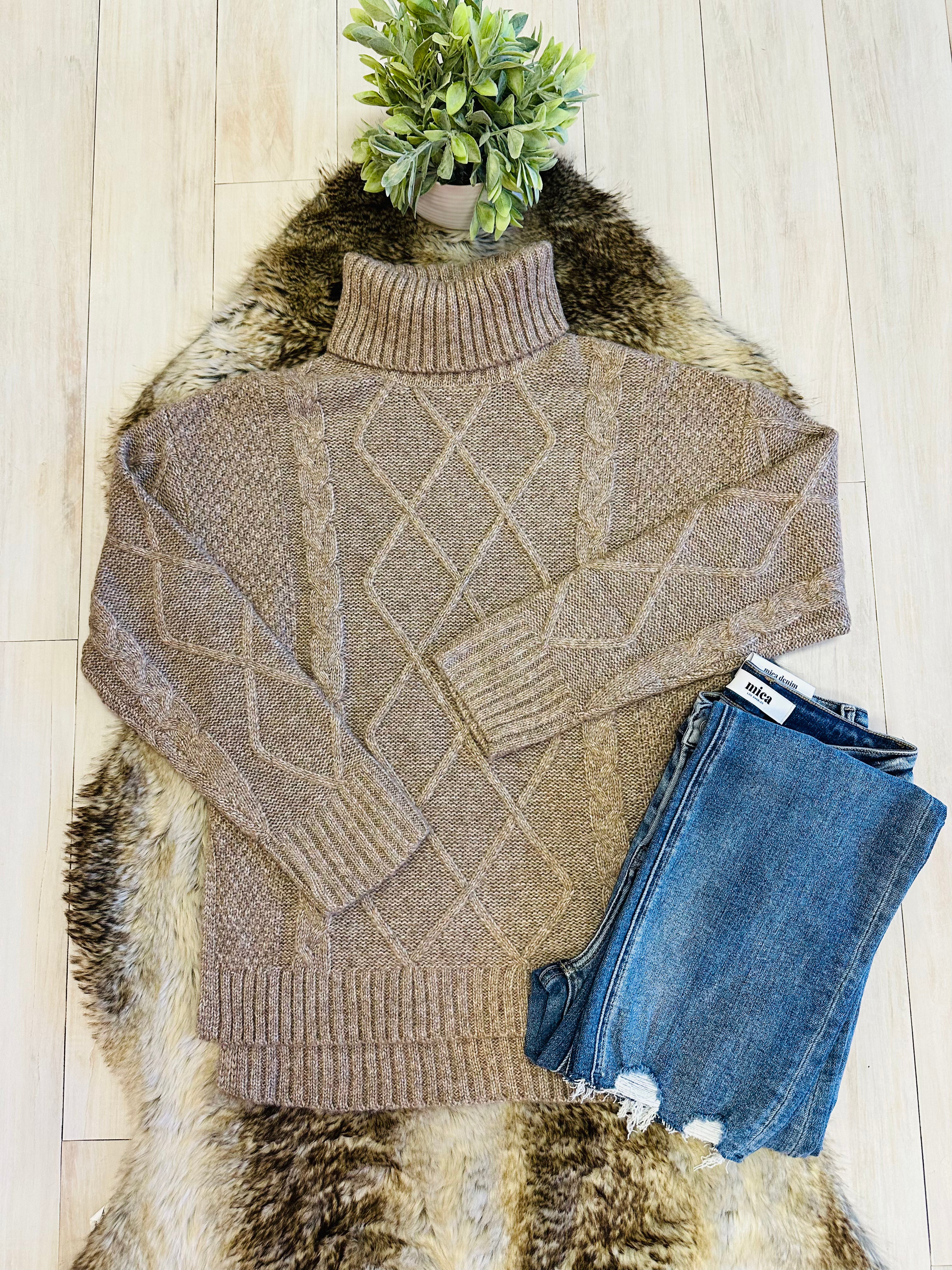 Women’s Evermmee Tan Turtle Neck Sweater Top- True to Size