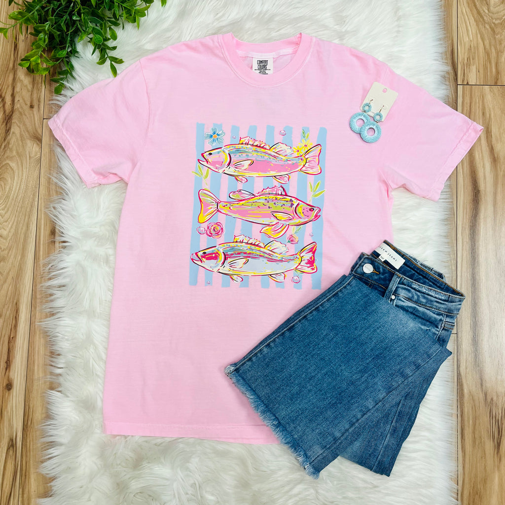 Women’s Pink Rainbow Fish Tee
