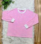 Women’s Zenana Light Pink Striped Ribbed Set