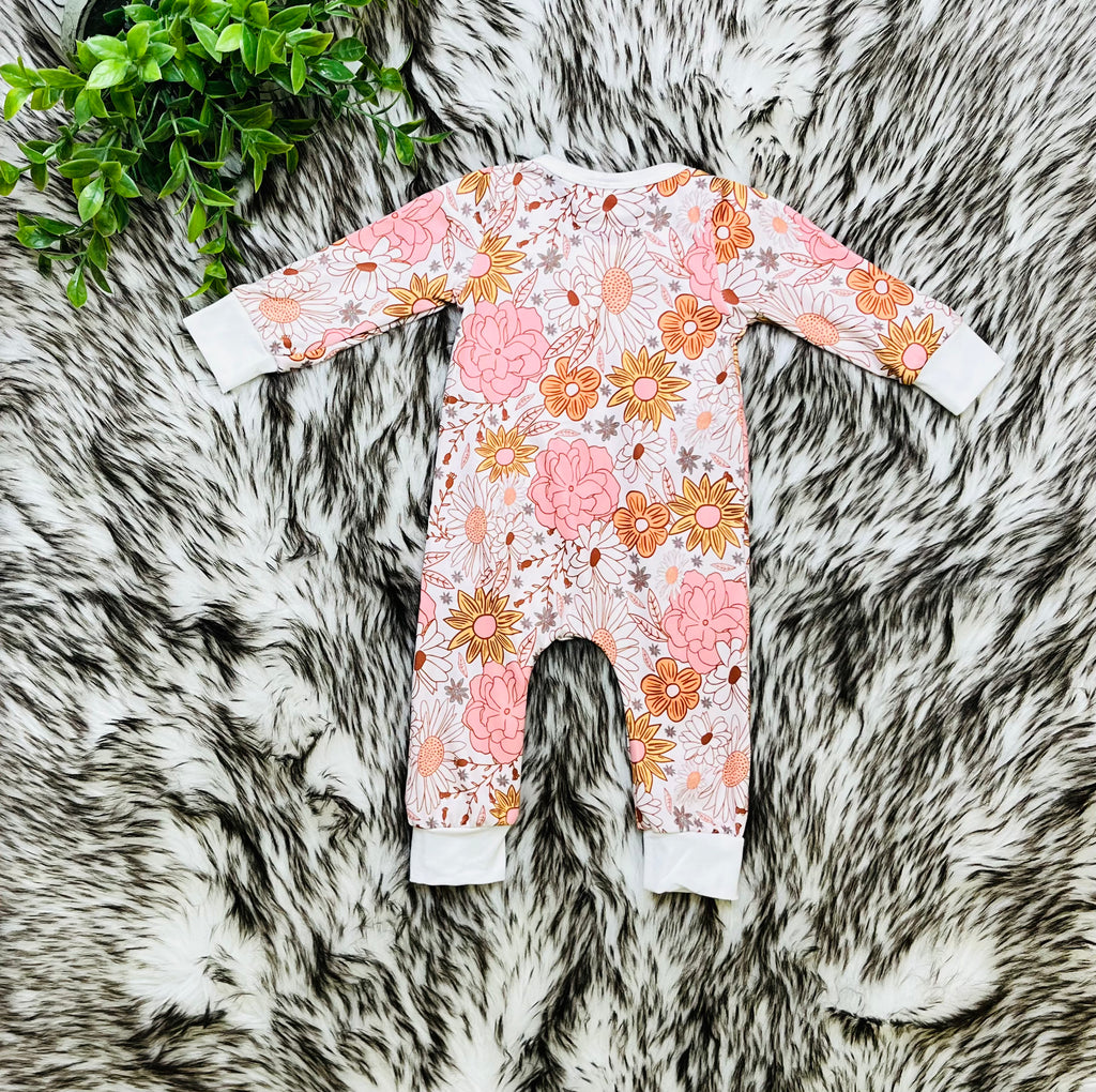 Girl’s Mauve Floral Zipper Sleeper