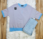 Women’s Evermmee Peach and Blue Striped Top
