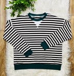 Women’s Brown and Hunter Green Stripe Top- Loose Fit