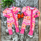 Girl’s Bright Orange and Pink Bow Zipper Sleeper