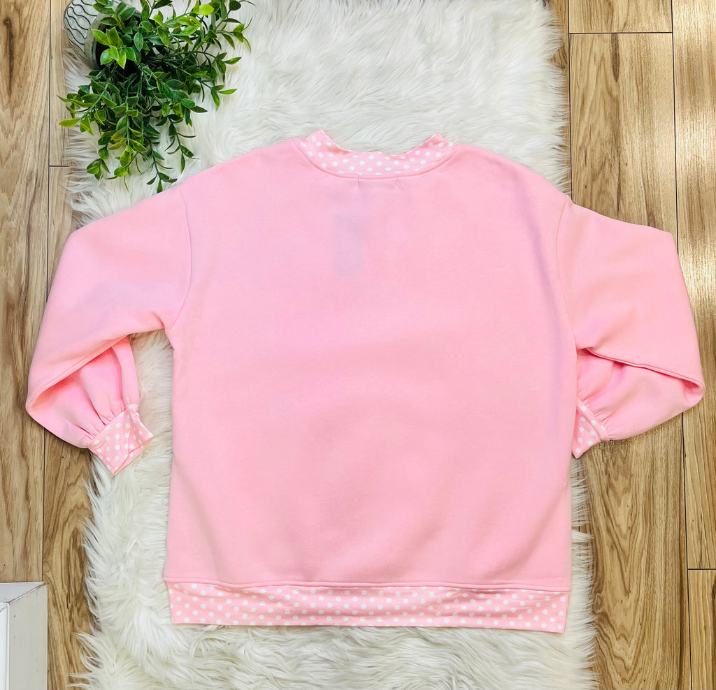 Women’s Evermmee Pink Polka Dot Trim Top- True to size