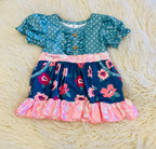 Girl’s Floral Polka Dot Ruffle Set