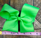 Hair Bow 6” Alligator Clip - Lime Green